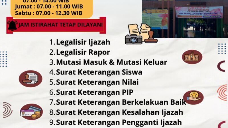 Informasi Pelayanan Publik SMP Negeri 1 Cepiring
